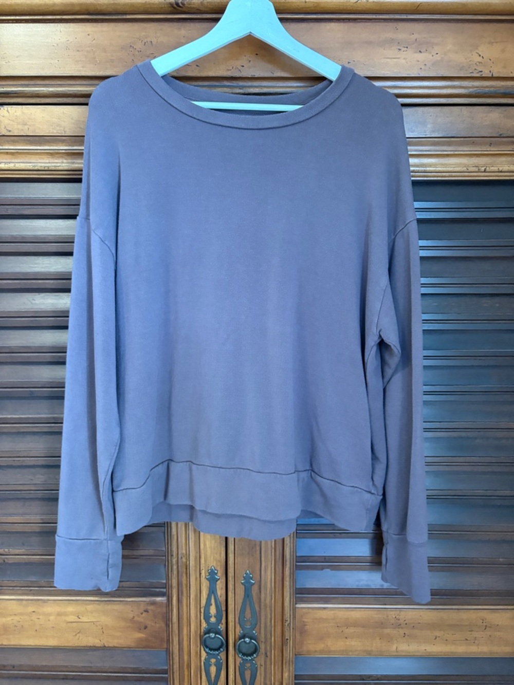 OFFLINE by aerie Relaxed Crew Sweatshirt in Dusty Brown Medium